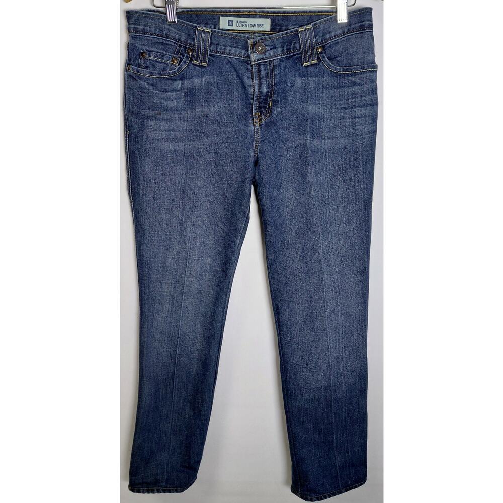 GAP Original Ultra Low Rise Jeans Blue Solid Denim Women Size 8